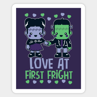 Love at First Fright Cute Frankenstein Monster and His Bride // Cute Halloween Classic Monster Sticker